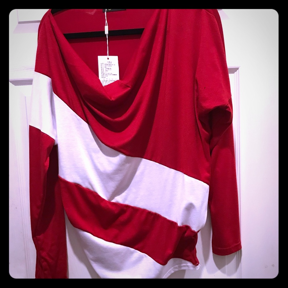 NWT red and white striped top